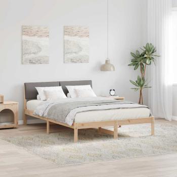 ARDEBO.de - Bettgestell Braun und Taupe 135 x 190 cm Massivholz Kiefer