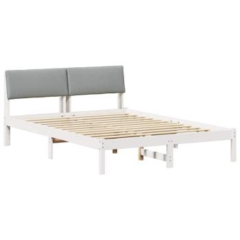 Bettgestell Weiß und Hellgrau 135 x 190 cm Massivholz Kiefer
