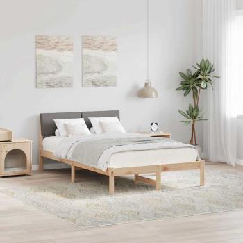 ARDEBO.de - Bettgestell Braun und Taupe 120 x 190 cm Massivholz Kiefer