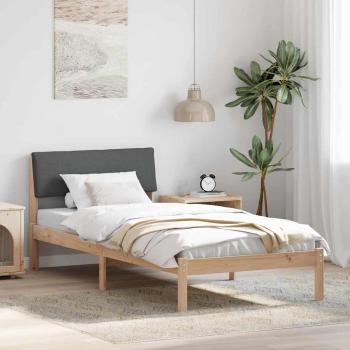 ARDEBO.de - Bettgestell Braun und Dunkelgrau 100 x 200 cm Massivholz Kiefer