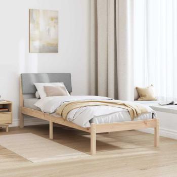 Bettgestell Braun und hellgrau 75 x 190 cm Massivholz Kiefer