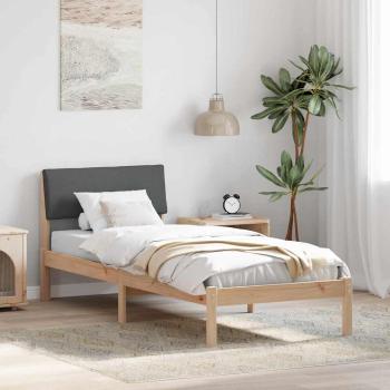 ARDEBO.de - Bettgestell Braun und Dunkelgrau 75 x 190 cm Massivholz Kiefer