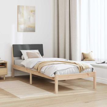 Bettgestell Braun und Dunkelgrau 75 x 190 cm Massivholz Kiefer