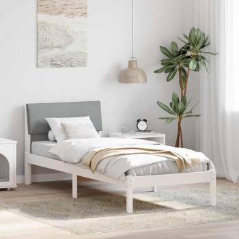 ARDEBO.de - Bettgestell Weiß und Hellgrau 75 x 190 cm Massivholz Kiefer