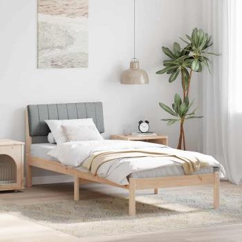 ARDEBO.de - Bettgestell Braun und hellgrau 75 x 190 cm Massivholz Kiefer