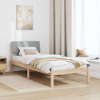 Bettgestell Braun und hellgrau 75 x 190 cm Massivholz Kiefer