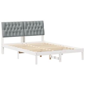 Bettgestell mit gepolstertem Kopfteil Weiß 135 x 190 cm