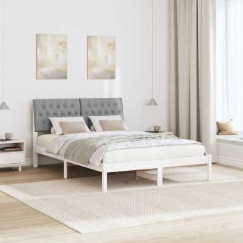 Bettgestell mit gepolstertem Kopfteil Weiß 135 x 190 cm