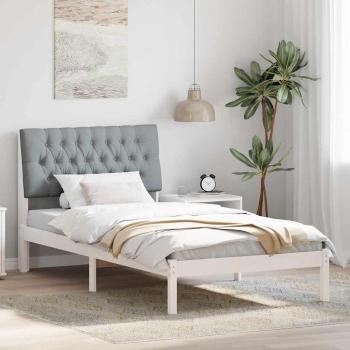 ARDEBO.de - Bettgestell mit gepolstertem Kopfteil Weiß 100 x 200 cm