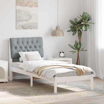 ARDEBO.de - Bettgestell mit gepolstertem Kopfteil Weiß 75 x 190 cm