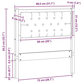 Kopfteil Sonstiges Braun und hellgrau 75 cm Massivholz Kiefer
