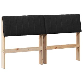 Gepolstertes Kopfteil Schwarz 140 cm Massives Kiefernholz