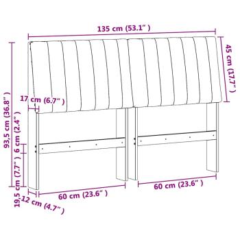 Gepolstertes Kopfteil Taupe 135 cm Massives Kiefernholz