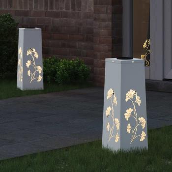 Solar LED Weg Licht 2 stk. Warmes Weiß 18 x 18 x 50 cm