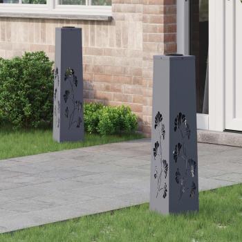 ARDEBO.de - Solar LED Weg Licht 2 Stk. Warmes Weiß 18 x 18 x 80 cm