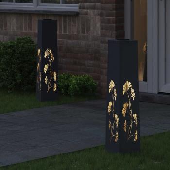 Solar LED Weg Licht 2 Stk. Warmes Weiß 18 x 18 x 80 cm