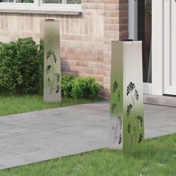 ARDEBO.de - Solar LED Weg Licht 2 Stk. Warmes Weiß 18 x 18 x 80 cm