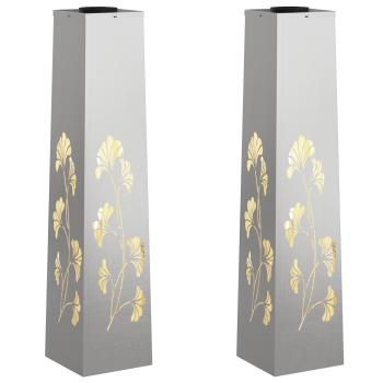 Solar LED Weg Licht 2 Stk. Warmes Weiß 18 x 18 x 80 cm
