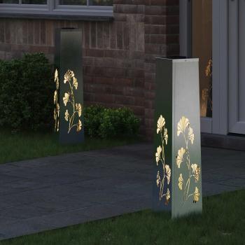 Solar LED Weg Licht 2 Stk. Warmes Weiß 18 x 18 x 80 cm