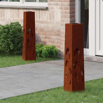 ARDEBO.de - Solar LED Weg Licht 2 Stk. Warmes Weiß 18 x 18 x 80 cm