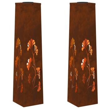 Solar LED Weg Licht 2 Stk. Warmes Weiß 18 x 18 x 80 cm