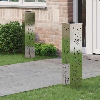ARDEBO.de - Solar LED Weg Licht 2 stk. Warmes Weiß 18 x 18 x 80 cm