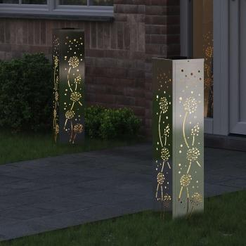 Solar LED Weg Licht 2 stk. Warmes Weiß 18 x 18 x 80 cm