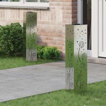 ARDEBO.de - Solar LED Weg Licht 2 stk. Warmes Weiß 18 x 18 x 80 cm