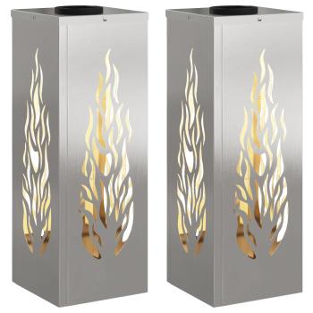 Solar LED Weg Licht 2 Stk. Warmes Weiß 18 x 18 x 50 cm