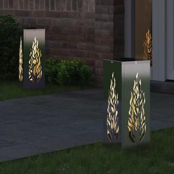 Solar LED Weg Licht 2 Stk. Warmes Weiß 18 x 18 x 50 cm