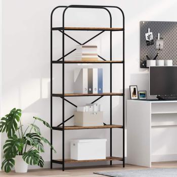 ARDEBO.de - Bücherregal 5 Ebenen 80 x 30 x 183 cm Holzwerkstoff Altholz
