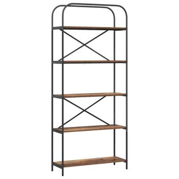 Bücherregal 5 Ebenen 80 x 30 x 183 cm Holzwerkstoff Altholz