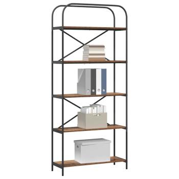 Bücherregal 5 Ebenen 80 x 30 x 183 cm Holzwerkstoff Altholz