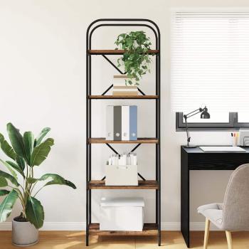 Bücherregal 5 Ebenen 60 x 30 x 183 cm Holzwerkstoff Altholz