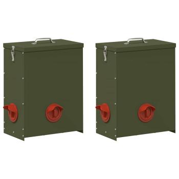Hühnerfütterer 2 Olivgrün 32,5 x 20,5 x 43 cm 25 kg