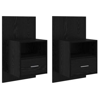 Nachttisch 2 stk. Schwarz Eichen-Optik 50 x 32,5 x 80cm