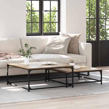 ARDEBO.de - Couchtisch 2 stk. Artisan-Eiche 80 x 80 x 35 cm Holzwerkstoff