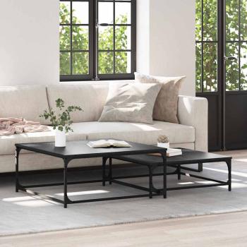 ARDEBO.de - Couchtisch 2 stk. Schwarz Eichen-Optik 80 x 80 x 35 cm