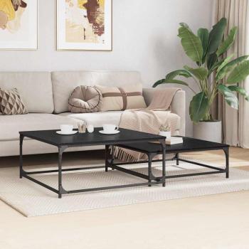 Couchtisch 2 stk. Schwarz Eichen-Optik 80 x 80 x 35 cm