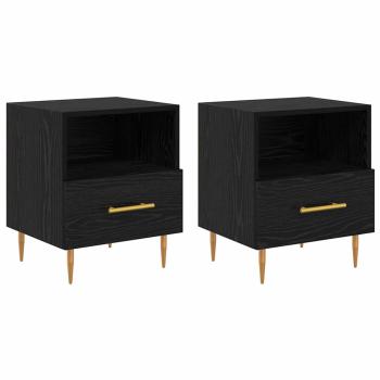 Nachttisch 2 Stk. Schwarz 40 x 35 x 47,5 cm Holzwerkstoff