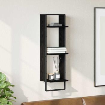 ARDEBO.de - Wandregal Wandhalterung Schwarz Eichen-Optik 30 x 25 x 100 cm