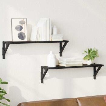 ARDEBO.de - Wandregale 2 stk. Schwarz Eichen-Optik 60 x 15 x 15,5 cm