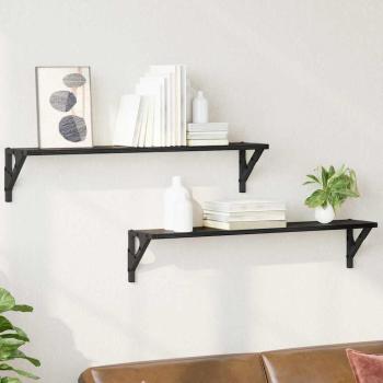 ARDEBO.de - Wandregale 2 stk. Schwarz Eichen-Optik 80 x 15 x 15,5 cm