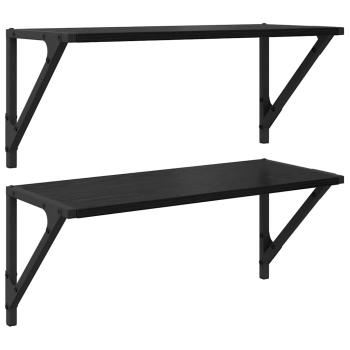Wandregale 2 stk. Schwarz Eichen-Optik 60 x 25 x 25,5 cm