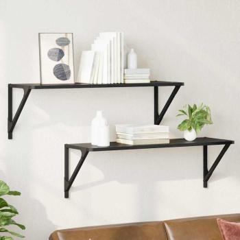 ARDEBO.de - Wandregale 2 stk. Schwarz Eichen-Optik 80 x 25 x 25,5 cm
