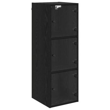 Wandschrank 35 x 37 x 102 cm Holzwerkstoff Schwarz Eichen-Optik