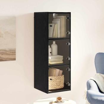 Wandschrank 35 x 37 x 102 cm Holzwerkstoff Schwarz Eichen-Optik