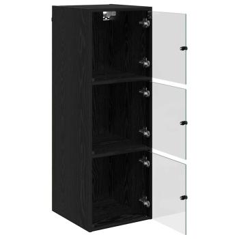 Wandschrank 35 x 37 x 102 cm Holzwerkstoff Schwarz Eichen-Optik