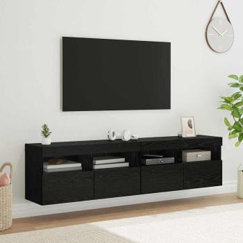 ARDEBO.de - TV-Wandregale 2 stk. Schwarz Eichen-Optik Holzwerkstoff