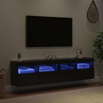 TV-Wandregale 2 stk. Schwarz Eichen-Optik Holzwerkstoff